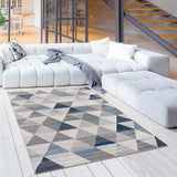 2? x 3? Navy Blue Geometric Diamond Scatter Rug