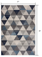 2? x 3? Navy Blue Geometric Diamond Scatter Rug