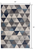 5? x 8? Navy Blue Geometric Diamond Area Rug