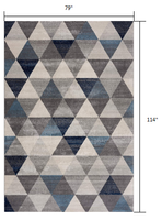 7? x 10? Navy Blue Geometric Diamond Area Rug