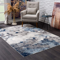 2? x 13? Navy Blue Cobblestone Pattern Runner Rug