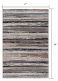 2? x 3? Blue and Beige Distressed Stripes Scatter Rug