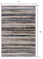 4? x 6? Blue and Beige Distressed Stripes Area Rug