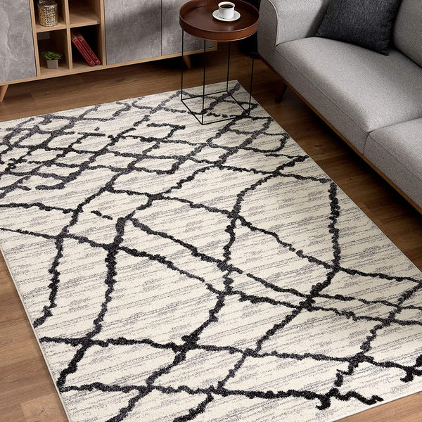 4? x 6? Gray and Black Modern Abstract Area Rug