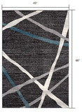 4? x 6? Distressed Black and Gray Abstract Area Rug