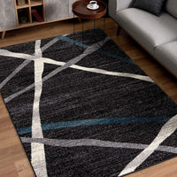 4? x 6? Distressed Black and Gray Abstract Area Rug