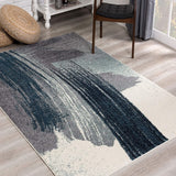 4? x 6? White and Blue Abstract Strokes Area Rug