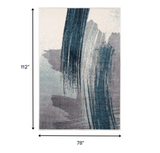 4? x 6? White and Blue Abstract Strokes Area Rug