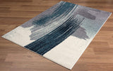 4? x 6? White and Blue Abstract Strokes Area Rug