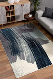 4? x 6? White and Blue Abstract Strokes Area Rug