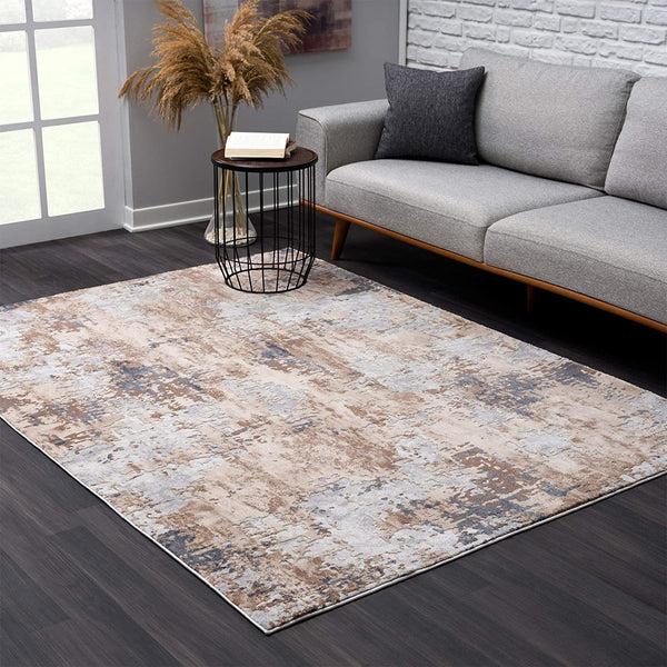 3? x 5? Beige and Ivory Abstract Area Rug