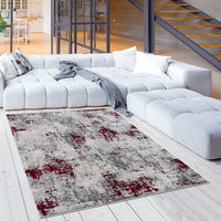 3? x 5? Red and Gray Modern Abstract Area Rug