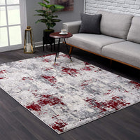 5? x 8? Red and Gray Modern Abstract Area Rug