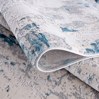 3? x 5? Blue and Ivory Abstract Strokes Area Rug