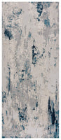 2? x 10? Blue and Ivory Abstract Strokes Runner Rug