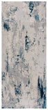 2? x 13? Blue and Ivory Abstract Strokes Runner Rug