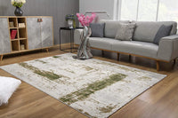 3? x 5? Green and Ivory Distressed Area Rug