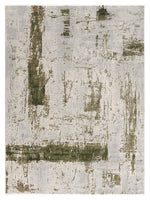 3? x 5? Green and Ivory Distressed Area Rug