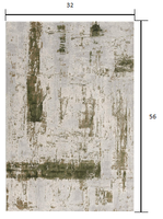 3? x 5? Green and Ivory Distressed Area Rug