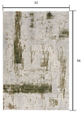 3? x 5? Green and Ivory Distressed Area Rug