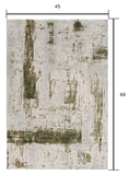 4? x 6? Green and Ivory Distressed Area Rug