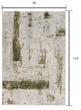 7? x 10? Green and Ivory Distressed Area Rug