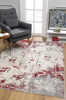 5? x 8? Red and Gray Modern Abstract Area Rug