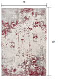 7? x 10? Red and Gray Modern Abstract Area Rug