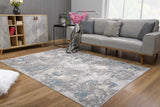 3? x 5? Blue Abstract Circular Motifs Area Rug