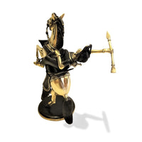 Vintage Gold and Black West African Horse with Rider Sculpture