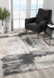 2? x 10? Cream and Gray Abstract Patches Runner Rug