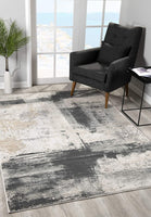 2? x 15? Cream and Gray Abstract Patches Runner Rug