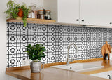 4" X 4" White and Black Sun Peel and Stick Removable Tiles