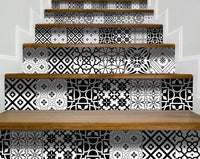 4" X 4" Black and White Mash Peel and Stick Removable Tiles