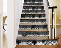 4" X 4" Black and White Mash Peel and Stick Removable Tiles
