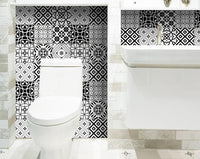 4" X 4" Black and White Mash Peel and Stick Removable Tiles