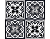 4" X 4" Black White and Gray Baz Peel and Stick Removable Tiles