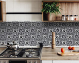 4" X 4" Black White and Gray Baz Peel and Stick Removable Tiles