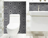 4" X 4" Black White and Gray Baz Peel and Stick Removable Tiles