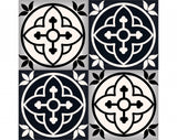 4" X 4" Black and White Rory Peel and Stick Removable Tiles