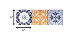 4" x 4" Yellow White and Blues Peel and Stick Removable Tiles