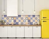 4" x 4" Yellow White and Blues Peel and Stick Removable Tiles