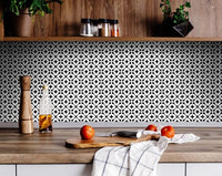 4" X 4" Black and White Pinna Peel and Stick Removable Tiles