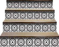 4" X 4" Black and White Posy Peel and Stick Removable Tiles