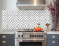 4" X 4" Black and White XL Prism Peel and Stick Removable Tiles