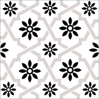 4" X 4" Black and White Lil Daisy Peel and Stick Removable Tiles