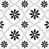 4" X 4" Black and White Lil Daisy Peel and Stick Removable Tiles