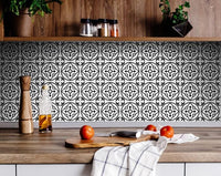 4" X 4" Tulipa White and Gray Peel and Stick Removable Tiles