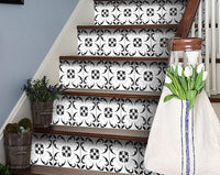 4" X 4" Black and White Delia Peel and Stick Removable Tiles