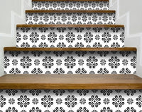 4" X 4" Black and White Daisy Peel and Stick Removable Tiles
